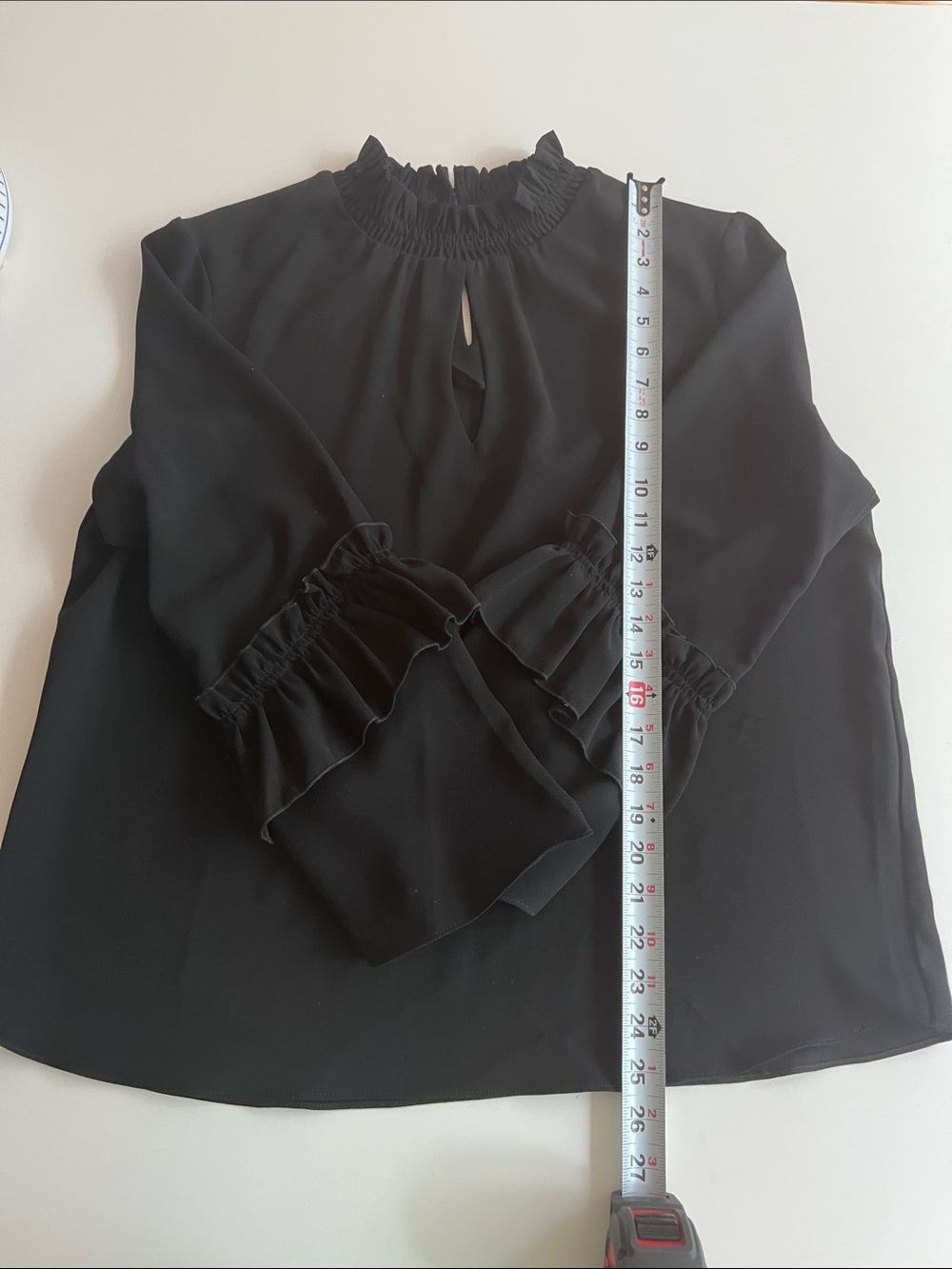 Drew Black Ruffle-Neck Keyhole Blouse - Women Tops - Picture 10 of 10